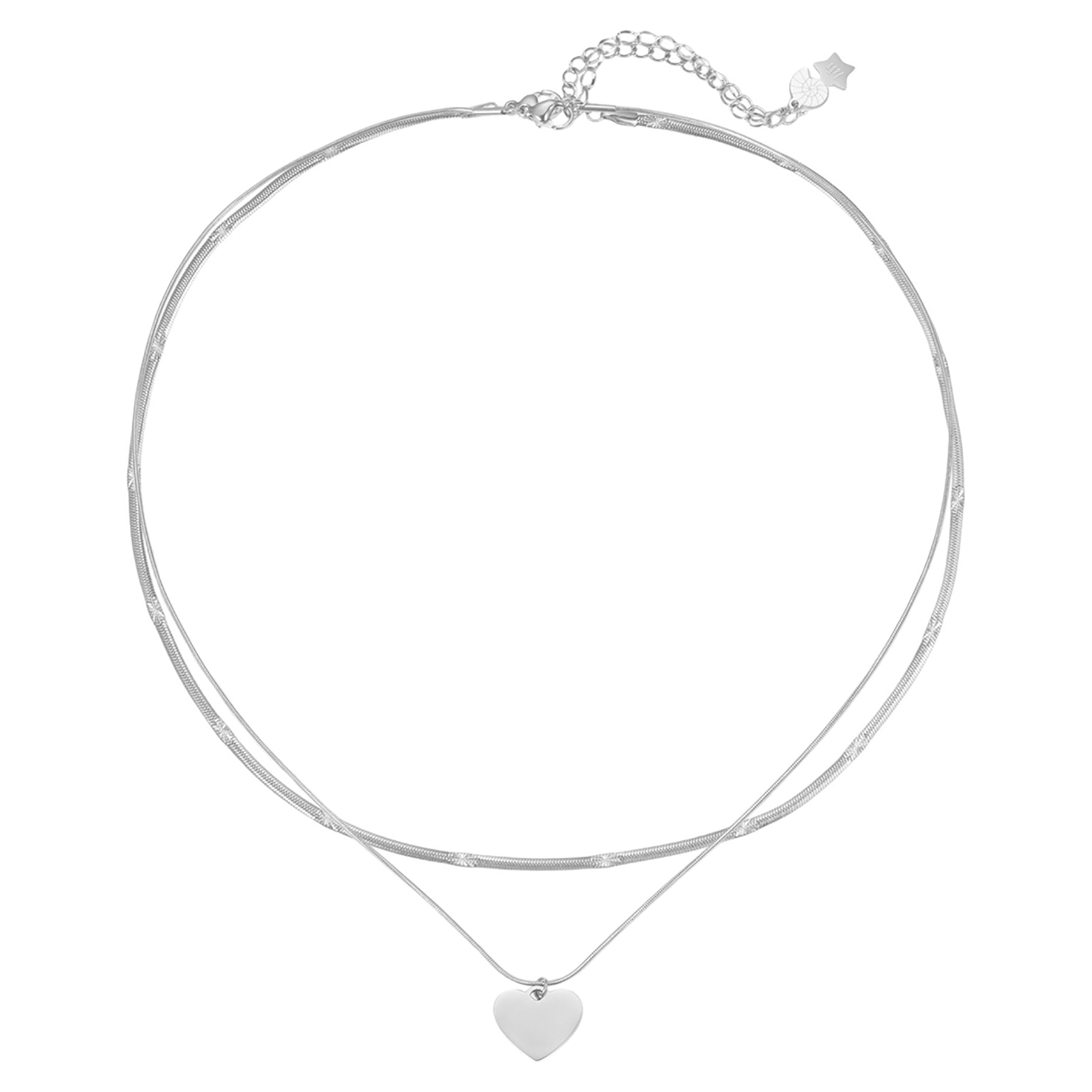 Set Collares con Corazón y Cadena Serpiente Texturizada Waterproof